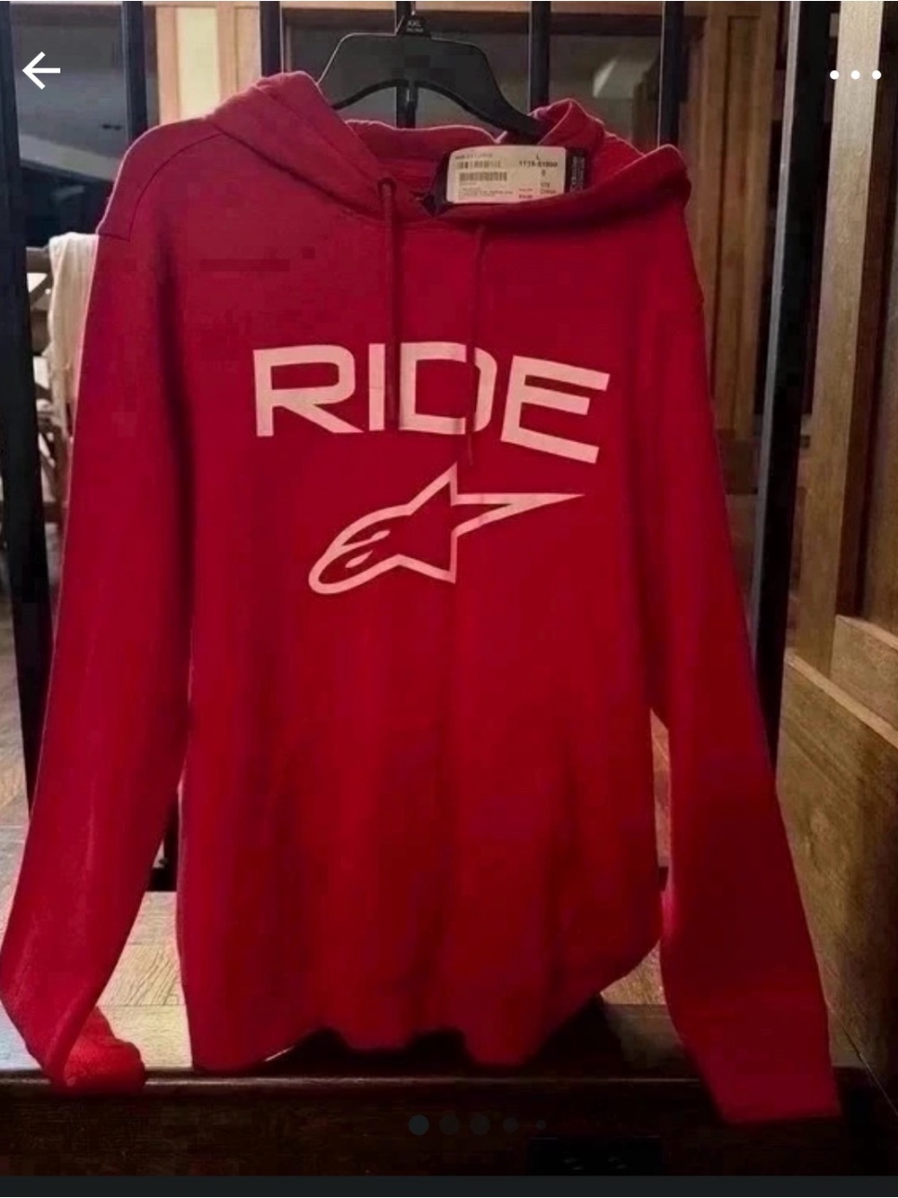 Alpinestars RIDE 2.0 sleeve  Logo Red Men’s Hoodie size Large New with tags